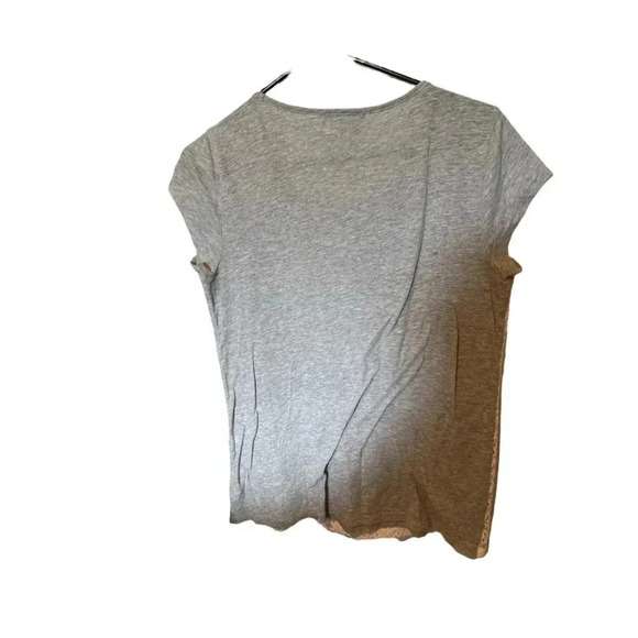 Liz Claiborne Womens Size Md Gray Lace Front T-Shirt Short Sleeve - Picture 3 of 3